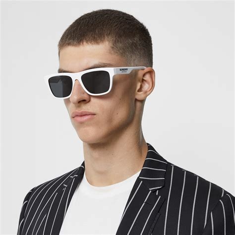 burberry square signature plaid sunglasses|Burberry white reflective sunglasses.